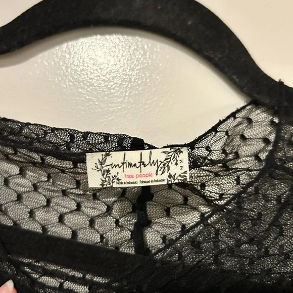 Free People Black Sheer Mesh Blouse - Picture 2 of 2